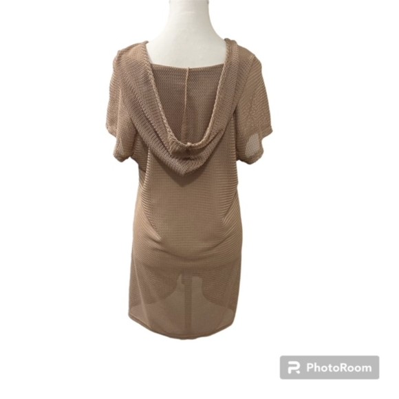 Jordan Taylor Womens Brown Beige Deep V-Neck Hooded Swimsuit Cover Up Size Small - Picture 3 of 12